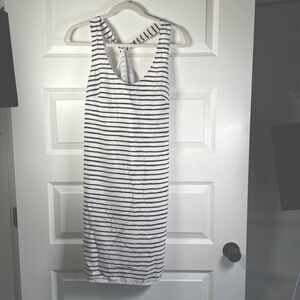 J Crew Dress Black White Stripe Twisted Back Lined Size 2 Sleeveless Shift Small